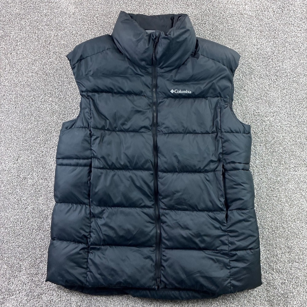 Columbia Puffer Vest Mens XL Black Full Zip Quilted Insulated Sleeveless Jacket